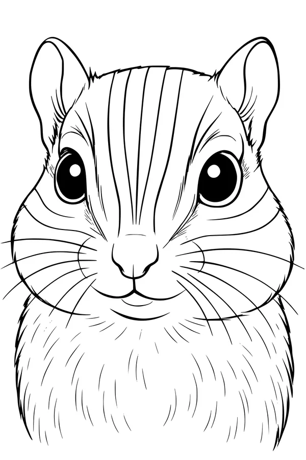 Free Chipmunk Coloring Page - Close-Up Face with Big Eyes (Printable PDF)