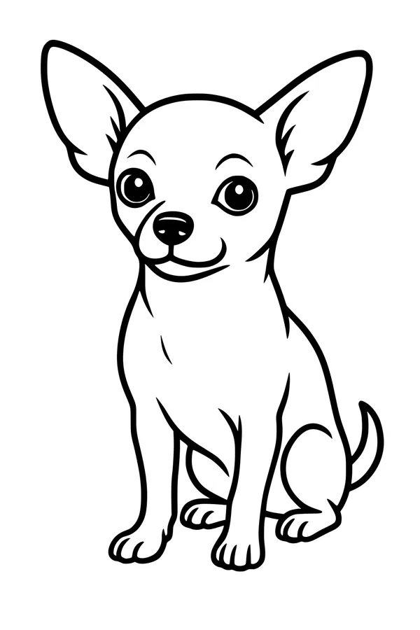 Free Chihuahua Coloring Page - Cute Puppy With Big Ears (Printable PDF)