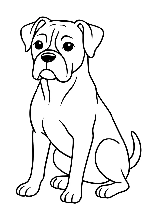 Free Puppy Coloring Page - Big-Eyed Dog Sitting Upright (Printable PDF)