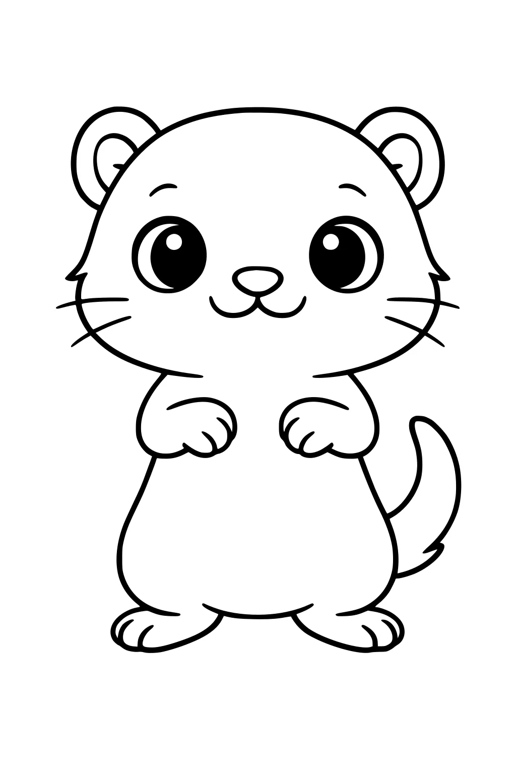 Cartoon ferret standing upright with paws raised, large eyes, small ears, and a curved tail.