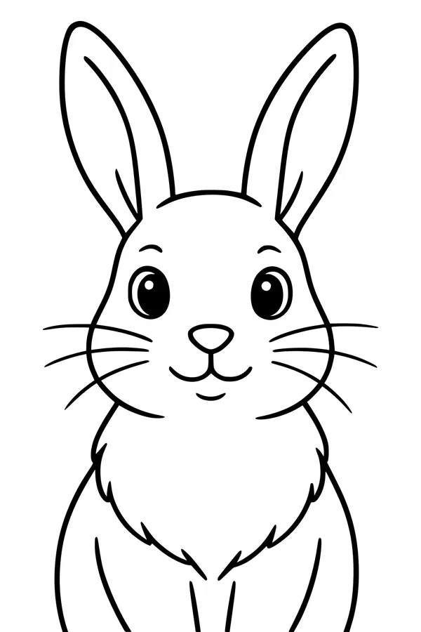 Free Rabbit Coloring Page - Bright-Eyed Bunny Front View (Printable PDF)