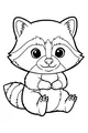 Free Raccoon Coloring Page - Cute Cartoon Raccoon Sitting (Printable PDF)