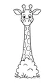 Free Giraffe Coloring Page - Cartoon Giraffe Peeking Over Bush (Printable PDF)