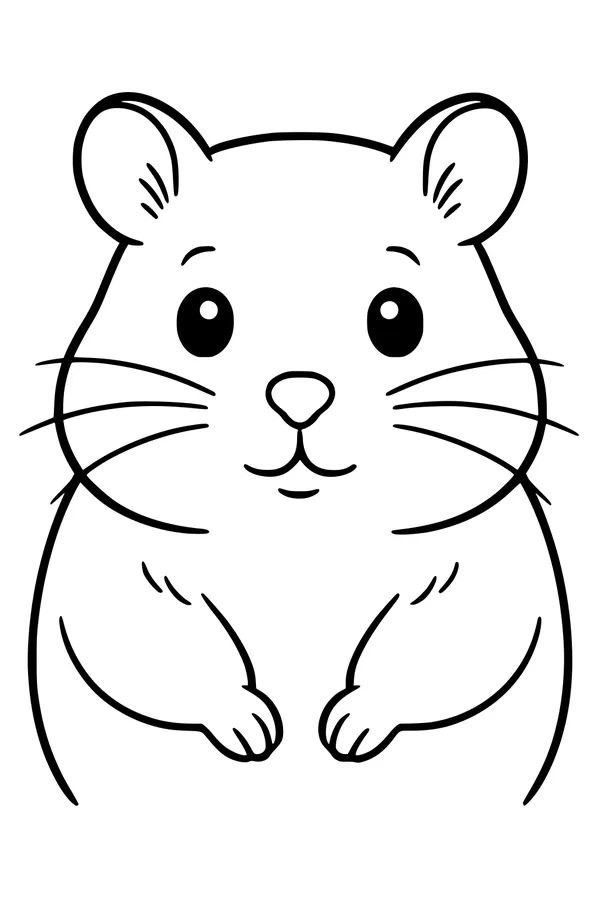 Free Hamster Coloring Page - Cute Front View Portrait (Printable PDF)