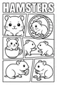 Free Hamster Coloring Page - Cute Comic Panels of Busy Hamsters (Printable PDF)
