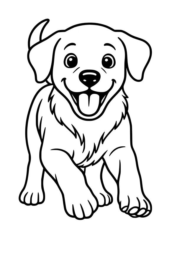 Free Puppy Dog Coloring Page - Happy Pup Running Forward (Printable PDF)