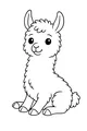 Free Llama Coloring Page - Cute Fluffy Llama Sitting and Smiling (Printable PDF)