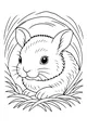 Free Hare Coloring Page - Sleepy Bunny in Grassy Burrow (Printable PDF)