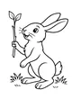 Free Hare Coloring Page - Smiling Hare With Leafy Twig (Printable PDF)