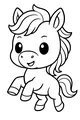 Free Pony Coloring Page - Cute Cartoon Horse With Raised Hoof (Printable PDF)