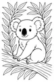 Free Koala Coloring Page - Fluffy Koala in Leafy Tree (Printable PDF)