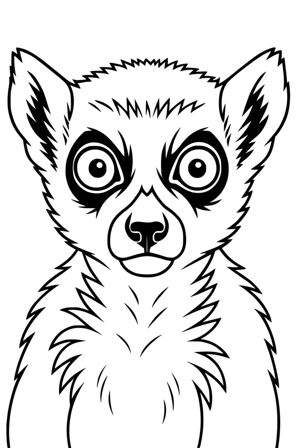Free Lemur Coloring Page - Wide-Eyed Jungle Primate (Printable PDF)