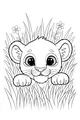 Free Lion Cub Coloring Page - Peekaboo in Tall Grass (Printable PDF)