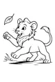 Free Lion Cub Coloring Page - Playful Leaf Chase in the Grass (Printable PDF)