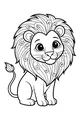 Free Lion Coloring Page - Cute Cub With Swirly Mane (Printable PDF)