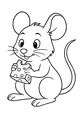 Free Mouse Coloring Page - Cute Cartoon Mouse With Swiss Cheese (Printable PDF)