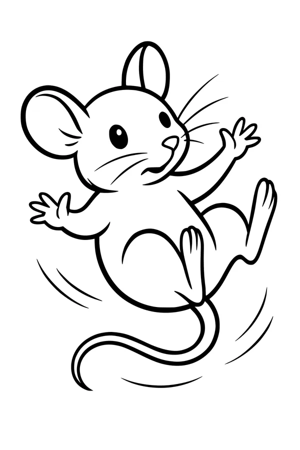 Free Mouse Coloring Page - Funny Spinning Cartoon Mouse (Printable PDF)