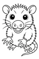 Free Opossum Coloring Page - Smiling Cartoon With Shaggy Fur (Printable PDF)