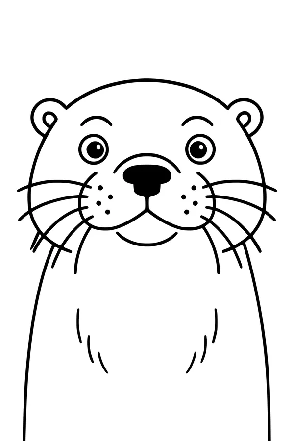 Free Otter Coloring Page - Cute Whiskery Face Close-Up (Printable PDF)