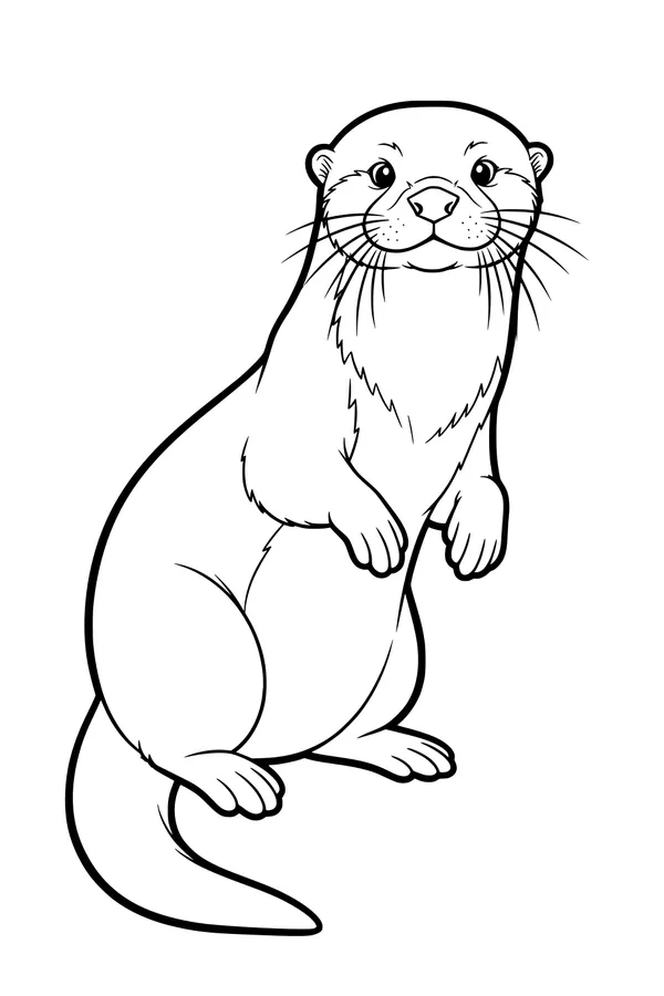 Free Otter Coloring Page - Cute Otter by the Riverbank (Printable PDF)