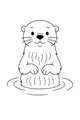 Free Otter Coloring Page - Cute Cartoon Otter in a Pond (Printable PDF)