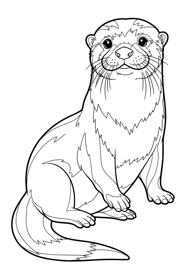 Free Otter Coloring Page - Cute Upright River Otter (Printable PDF)