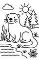 Free Otter Coloring Page - Sunshine by the Pond (Printable PDF)
