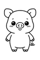 Free Pig Coloring Page - Smiling Cartoon Piglet with Curly Tail (Printable PDF)