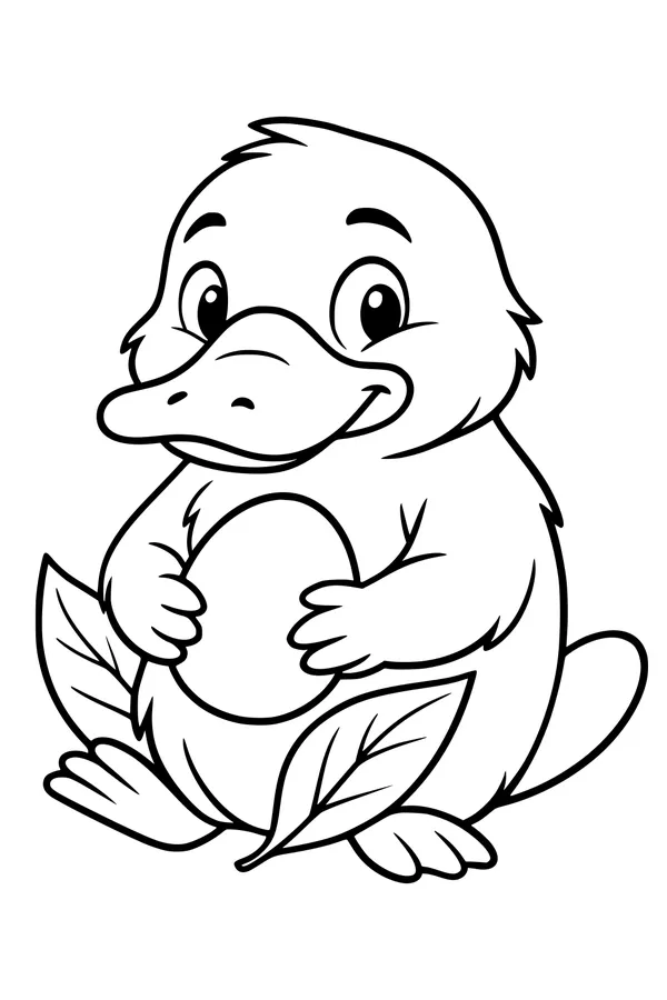 Free Platypus Coloring Page - Cute Cartoon With Special Egg (Printable PDF)