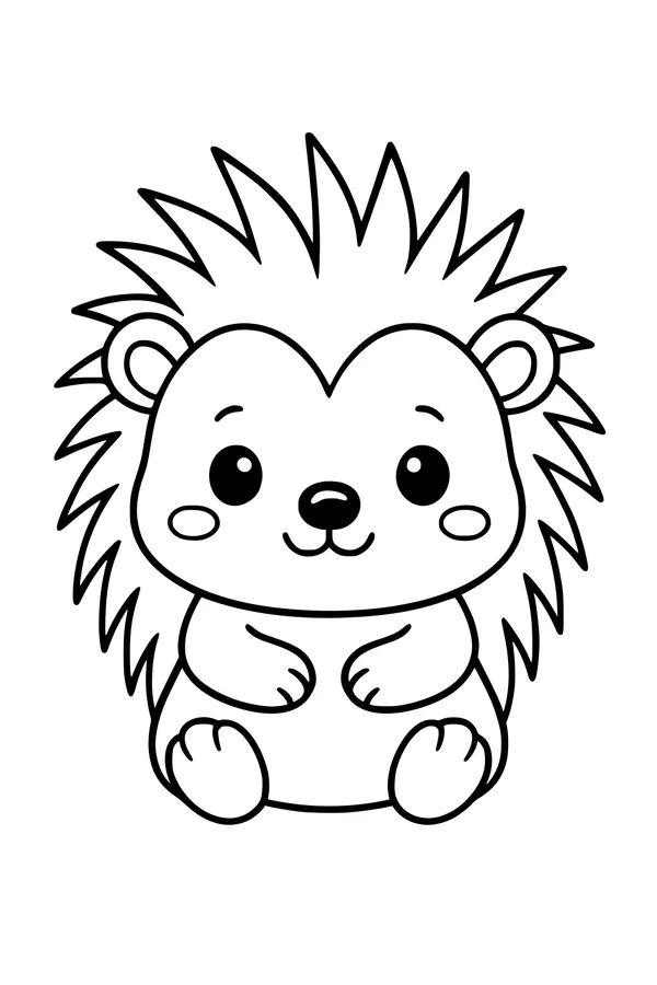 Free Porcupine Coloring Page - Cute Cartoon With Spiky Quills (Printable PDF)