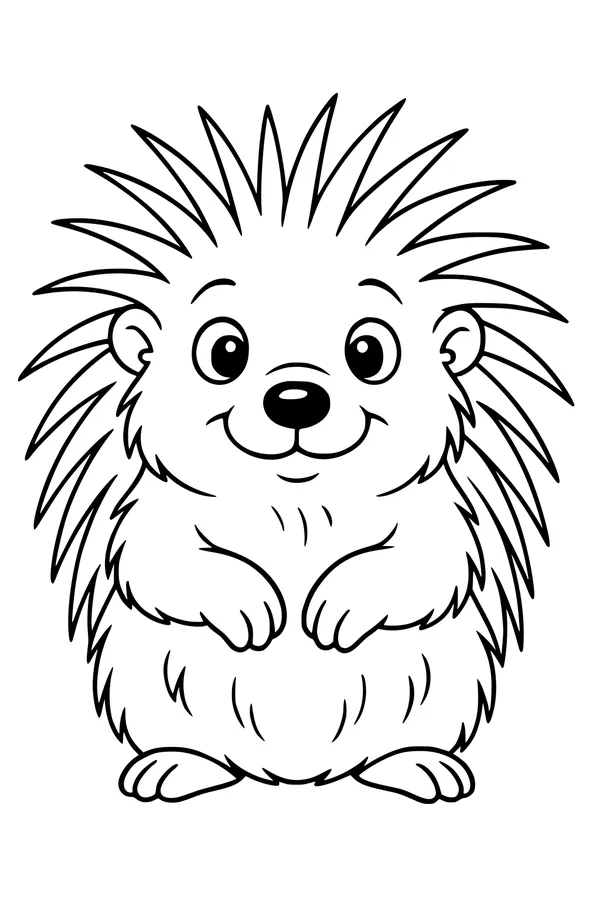 Free Porcupine Coloring Page - Cute Spiky Forest Friend (Printable PDF)