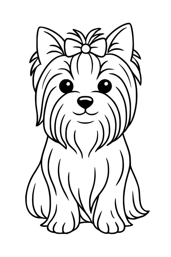 Free Puppy Coloring Page - Cute Princess Dog with Bow (Printable PDF)