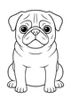 Free Pug Puppy Coloring Page - Cute Cartoon Dog Sitting (Printable PDF)