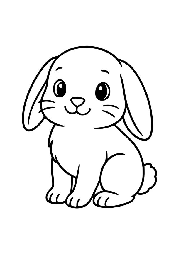 Free Rabbit Coloring Page - Cute Cartoon Bunny Sitting Upright (Printable PDF)