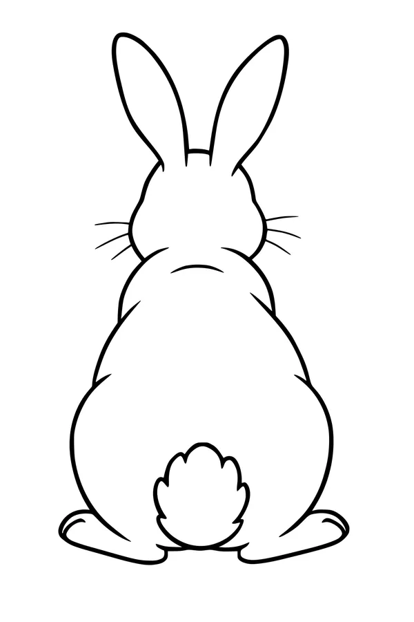Free Rabbit Coloring Page - Cute Bunny From Behind (Printable PDF)