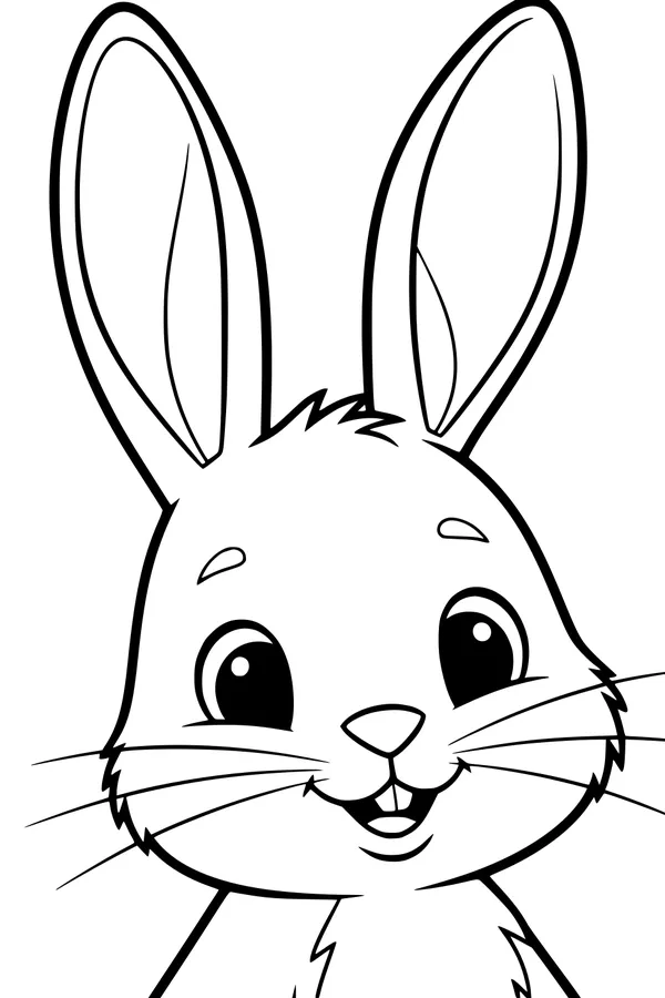 Free Rabbit Coloring Page - Bright-Eyed Bunny with Wiggly Whiskers (Printable PDF)