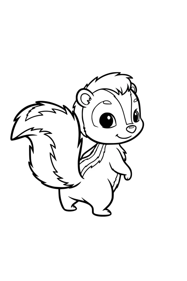 Free Skunk Coloring Page - Friendly Cartoon Boy Skunk (Printable PDF)