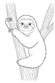 Free Sloth Coloring Page - Smiling Sloth Hugging a Tree (Printable PDF)