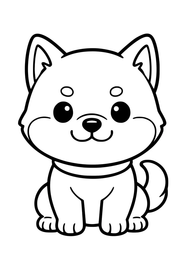 Free Puppy Coloring Page - Cute Cartoon Dog Sitting (Printable PDF)