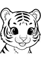 Free Tiger Cub Coloring Page - Cute Big-Eyed Face (Printable PDF)