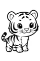 Free Tiger Cub Coloring Page - Cute Big-Eyed Jungle Friend (Printable PDF)