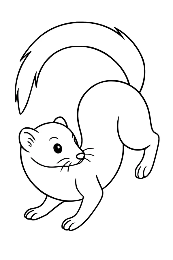 Free Weasel Coloring Page - Cute Cartoon Woodland Weasel (Printable PDF)
