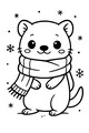 Free Weasel Coloring Page - Cute Winter Scarf Scene (Printable PDF)