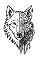 Free Wolf Coloring Page - Half Cybernetic Wolf Portrait (Printable PDF)