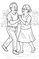 Free Grandparents Coloring Page - Elderly Couple Dancing Together (Printable PDF)