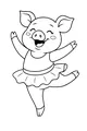 Free Pig Coloring Page - Dancing Ballerina Pig in Tutu (Printable PDF)