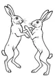 Free Hare Coloring Page - Two Upright Hares Facing Off (Printable PDF)