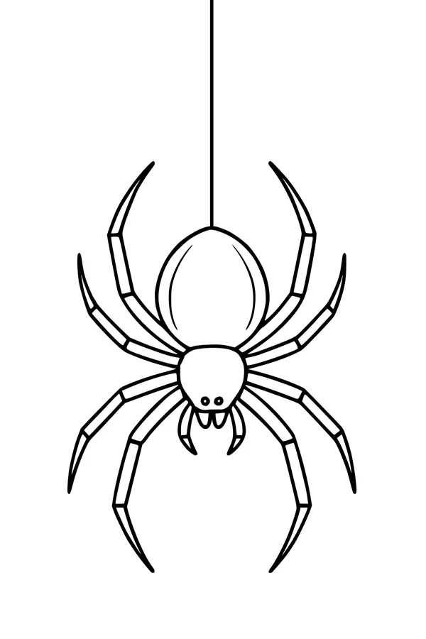 Free Halloween Spider Coloring Page - Cute Dangling Spider (Printable PDF)