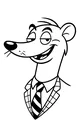 Free Weasel Coloring Page - Dapper Cartoon Weasel in Tie (Printable PDF)