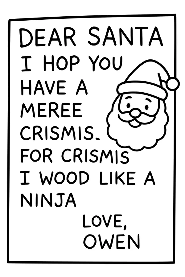 Free Santa Letter Coloring Page - Child's Christmas Wishlist (Printable PDF)